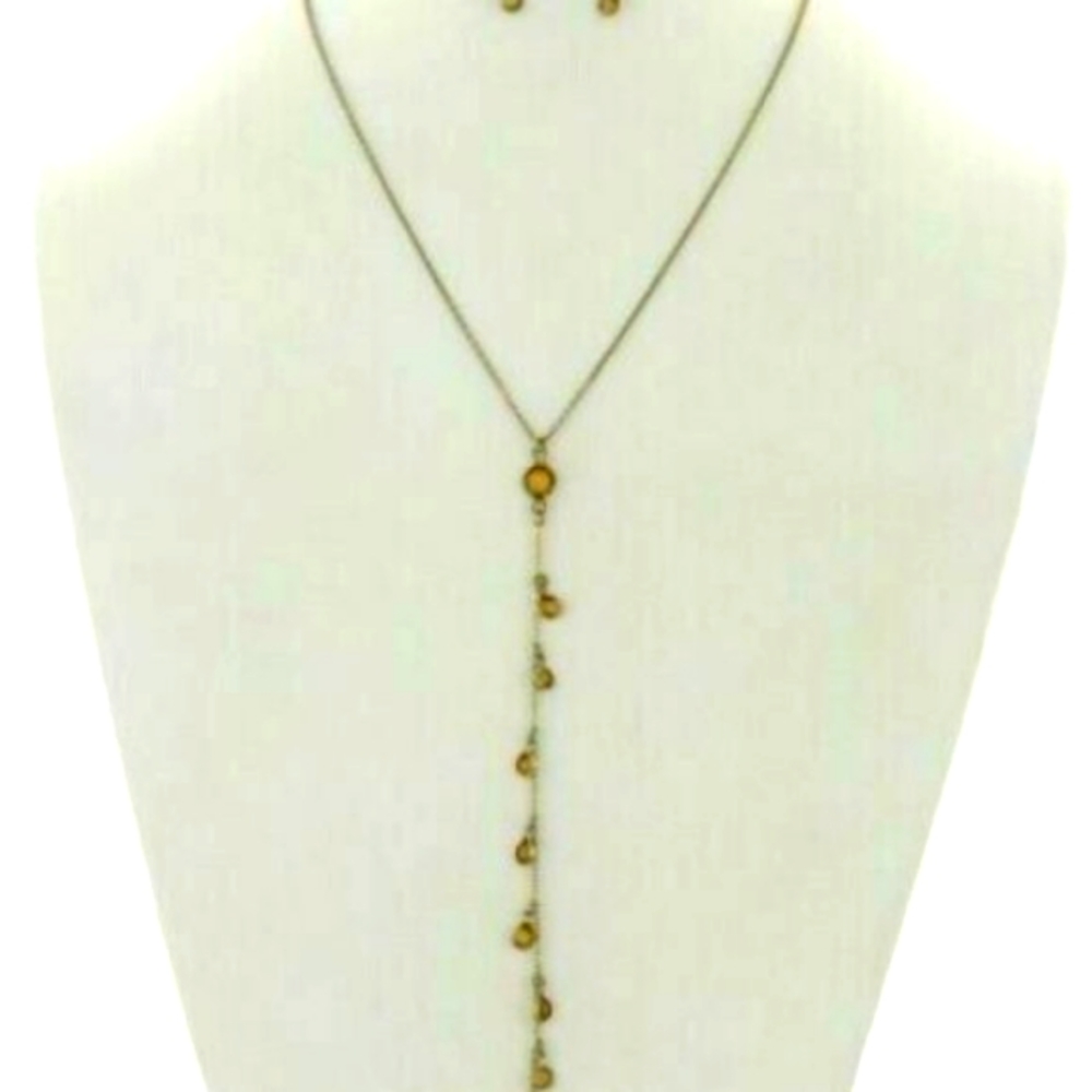 Jewelry Lot of 3 Delicate Glass Crystal Y- Necklace & Earring Set - Picture 2 of 12